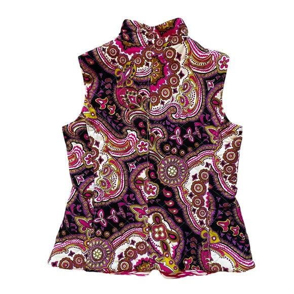 Jude Connally Reversible Quilted Vest M | Pink Zebra & Paisley Sleeveless Jacket - Picture 6 of 7